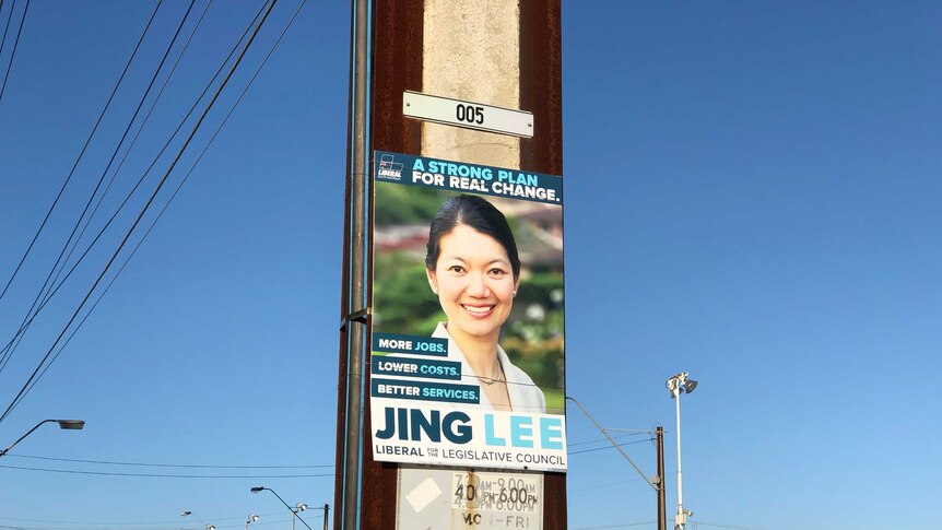Election poster for SA Liberal candidate Jing Lee.