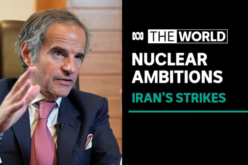 Nuclear Ambitions, Iran's Strikes: A man in a suit gives a television interview.