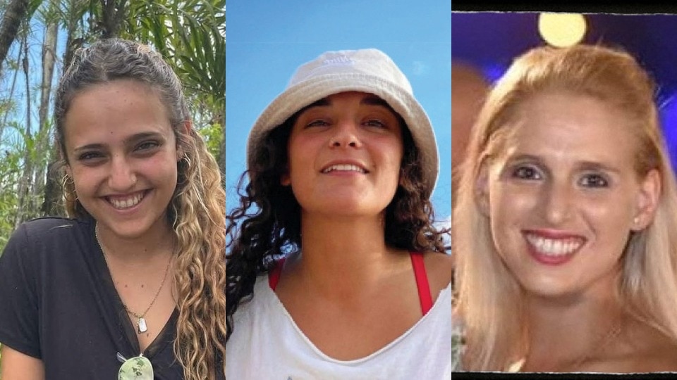 A composite image of three young women smiling