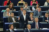 Greek Prime Minister Alexis Tsipras addresses the European Parliament in Strasbourg, July 8, 2015.