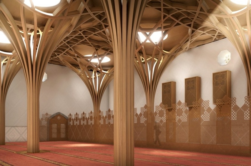 Main prayer hall of Cambridge mosque