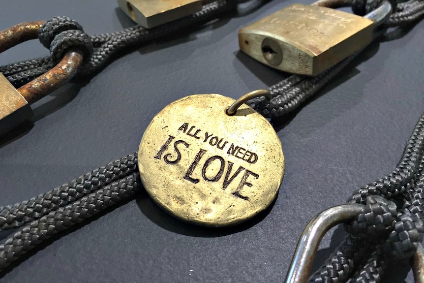 Love locks from a Melbourne footbridge