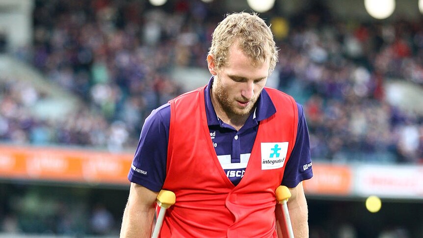 Notable absence ... Fremantle lost gun midfielder Mundy in the opening term.