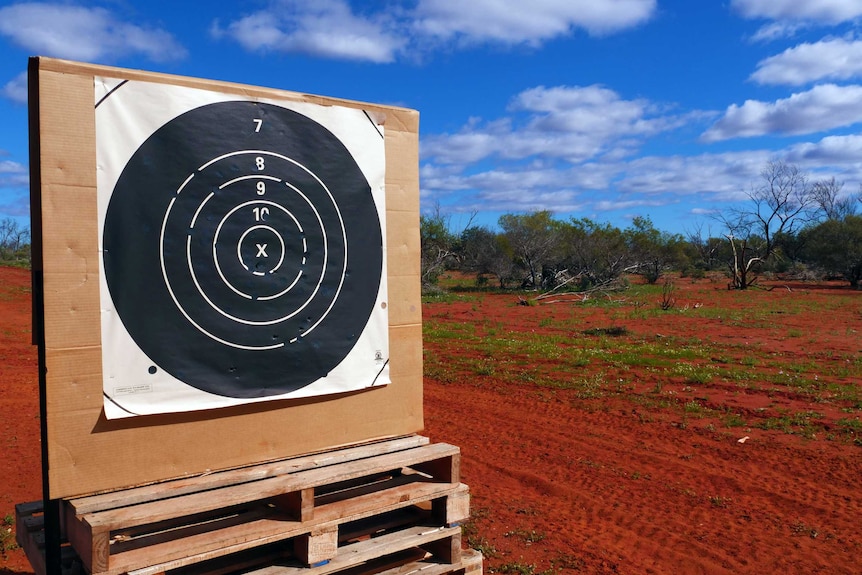 A target with holes in it in outback Australia.