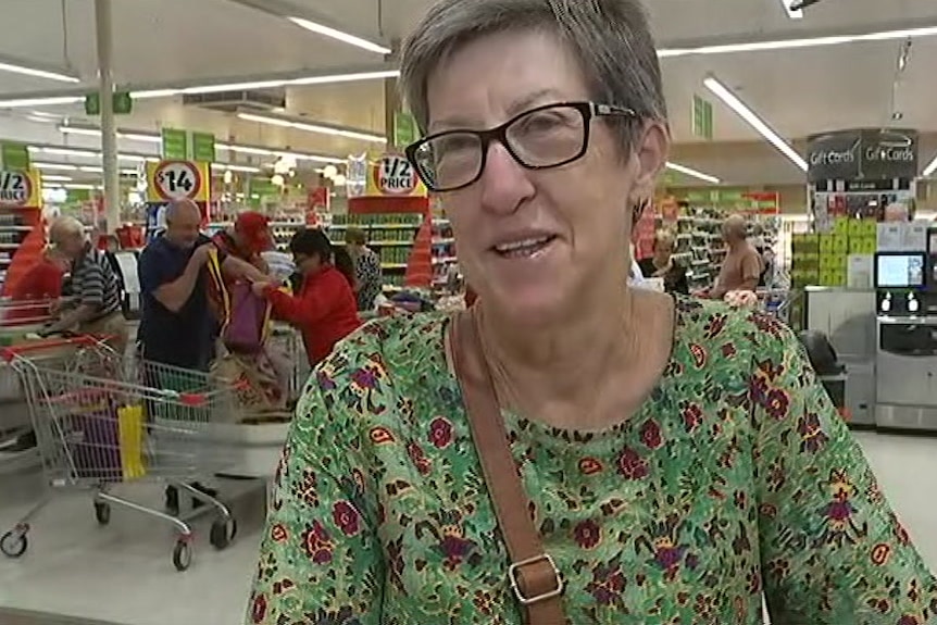 Pensioner Margot McGregor shops at Greenslopes this morning.