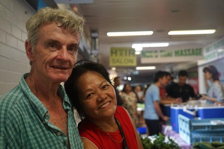 Warren and Chune May at their Rapid Creek markets stall in Darwin, February 2020.