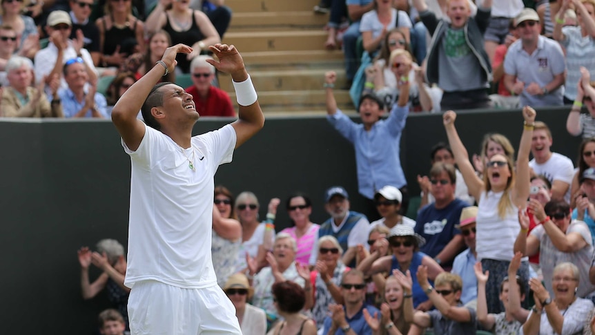 Kyrgios celebrates win over Gasquet