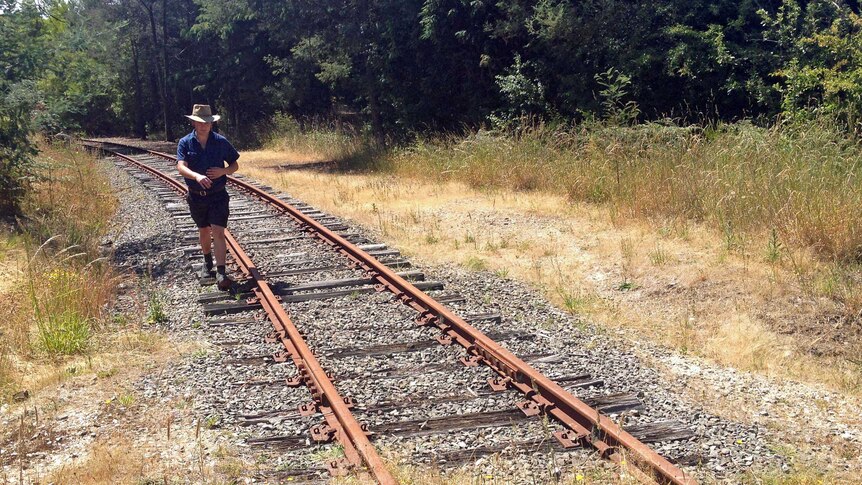 Man works on north-east rail line in Tasmania
