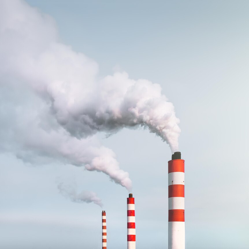 chimneys emitting greenhouse gases