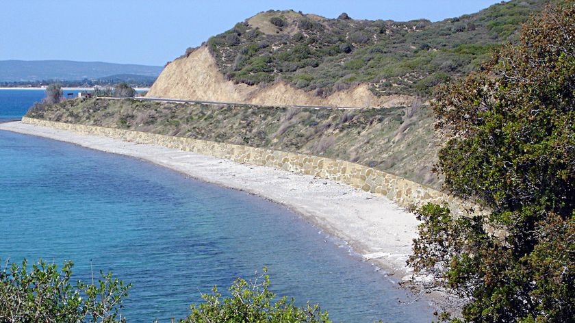 Artist's impression of what Anzac Cove will look like after the sea wall has been completed