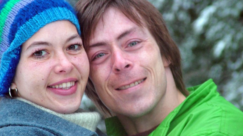 Tracy Connelly and her partner Tony in the snow.