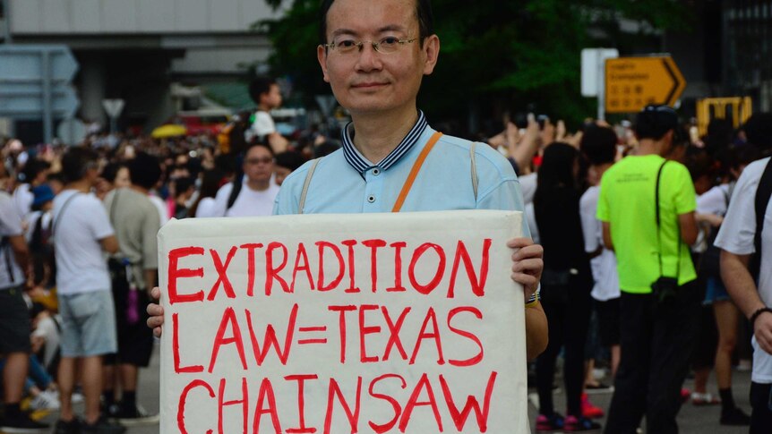Chapman Chen, a Hong Kong resident, joins the protest.