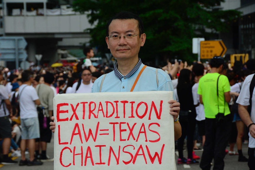 Chapman Chen, a Hong Kong resident, joins the protest.