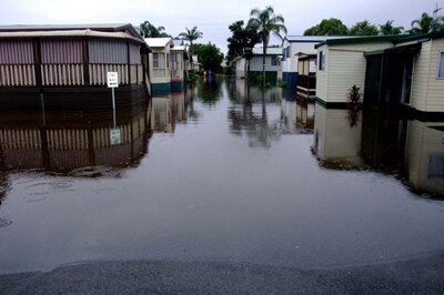 Floodwaters fill the Riverside Residential Village in Port Macquarie, Feb 17 (ABC Contribute: 	mattjen)