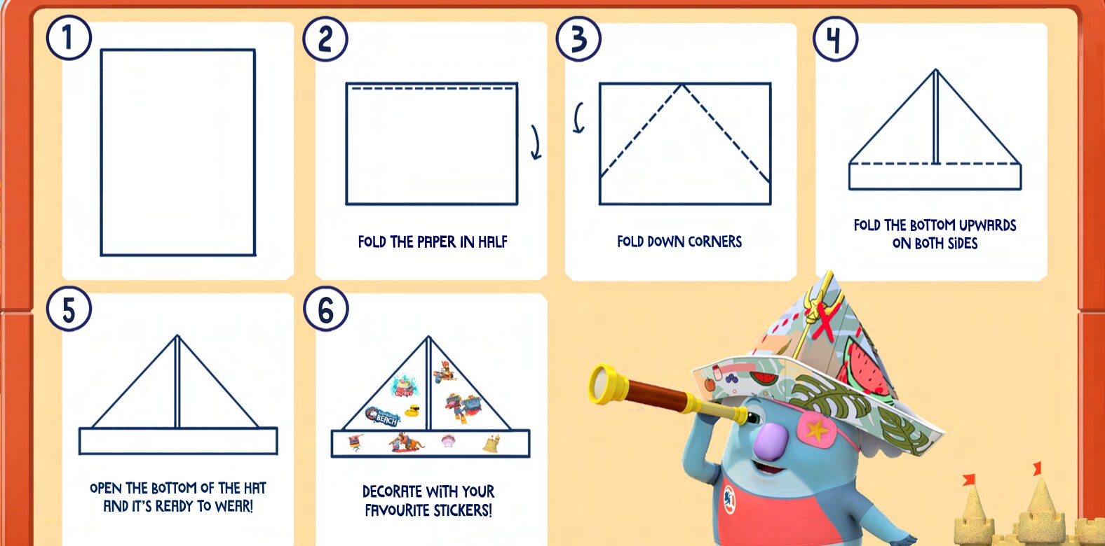 Pdf of how to make a cadet paper hat for Kangaroo Beach special 