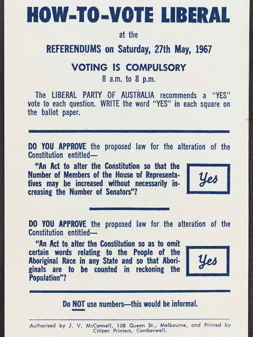 A liberal how to vote card for the 1967 referendum