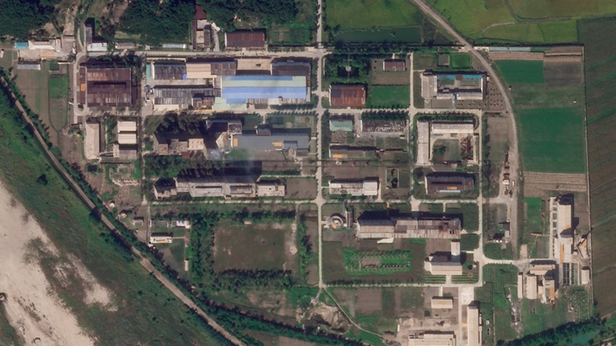 A satellite image shows the North Korean uranium enrichment facility