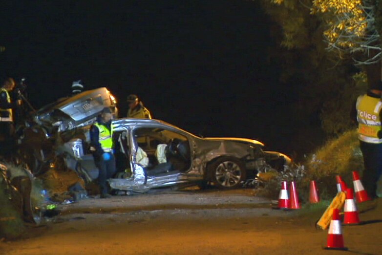Two girls and a young man died at the scene when a car left the road and hit a tree at Avonsleigh.