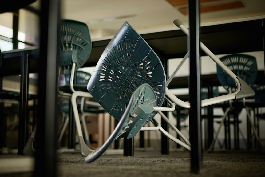 Classroom chair knocked over
