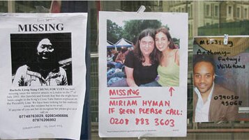 Desperate search ... posters of missing persons hang near Kings Cross