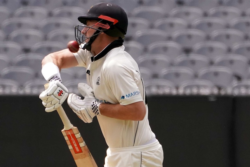 A Western Australian batsman is hit in the helmet by a rising delivery at the MCG.