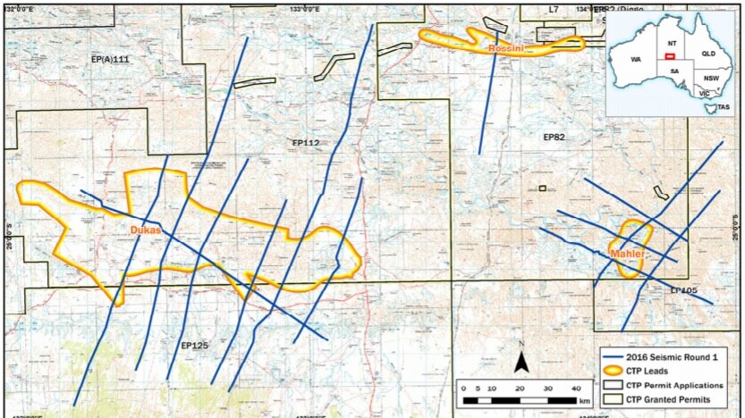 Santos has begun the first part of its seismic acquisition program with Central Petroleum southwest of Alice Springs.