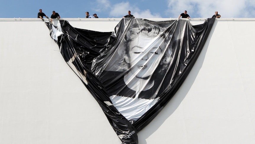 Giant poster of Marilyn Monroe at the 2012 Cannes Film Festival.