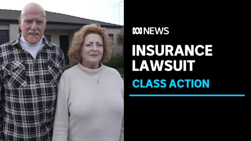 Insurance Lawsuit, Class Action: A man and a woman stand posing outside a suburban house.