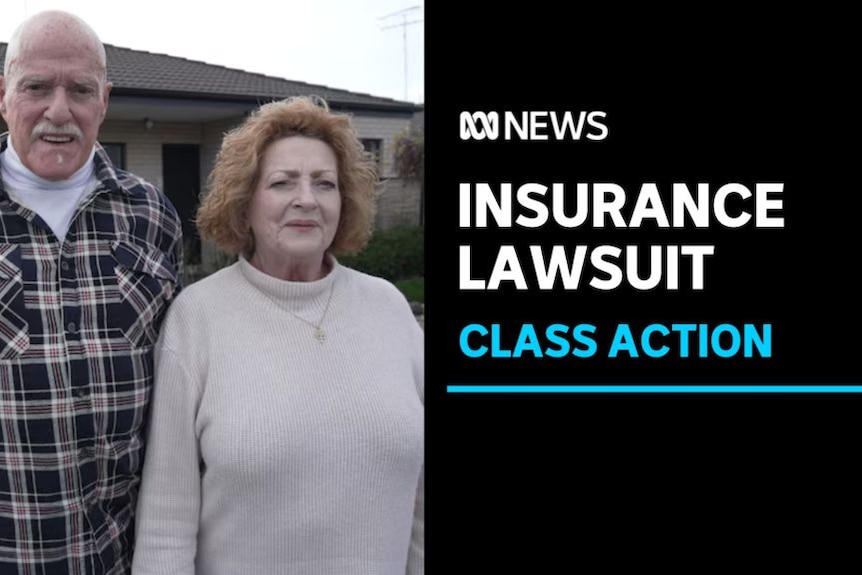 Insurance Lawsuit, Class Action: A man and a woman stand posing outside a suburban house.