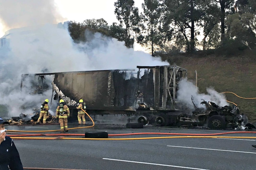 Firefighters put out truck fire on Melbourne freeway