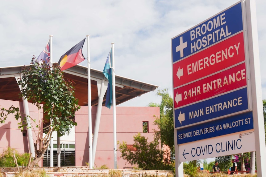 Broome Hospital COVID clinic sign