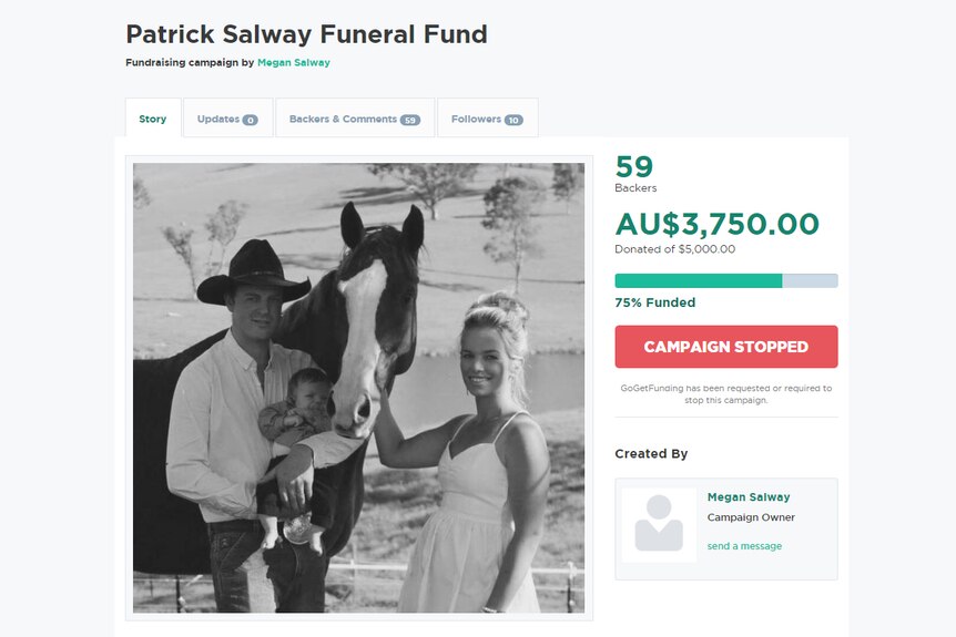 A funding site spruiking $3,750 in donations.