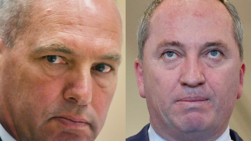 Headshots of Stephen Parry and Barnaby Joyce.