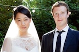 Facebook CEO Mark Zuckerberg with his bride Priscilla Chan, at their wedding.