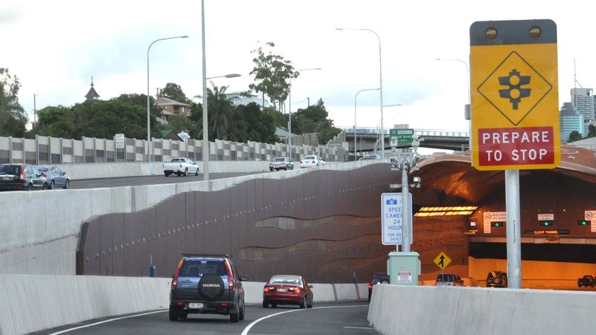 Traffic enters the Clem 7 tunnel, joining north and south Brisbane, from the south-east freeway entrance on April 4, 2010.