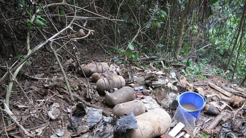 A number of military artefacts were discovered at the suspected crash site.