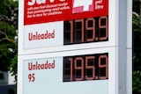 An electronic petrol price sign.