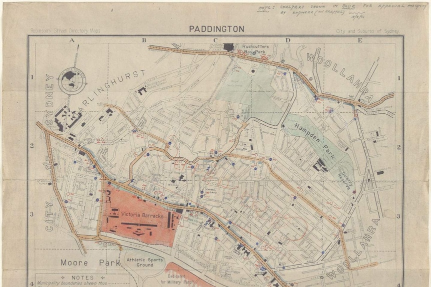 A map of Paddington in WWII