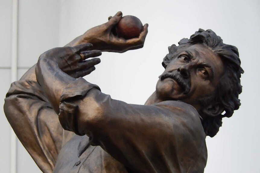 The statue of Dennis Lillee outside the MCG