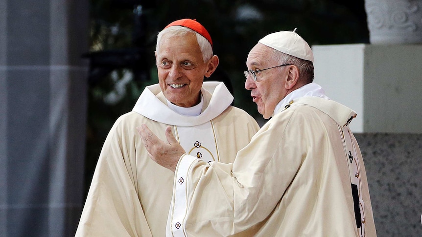 American cardinal Donald Wuerl speaks with Pope Francis