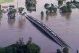 bridge in flood water