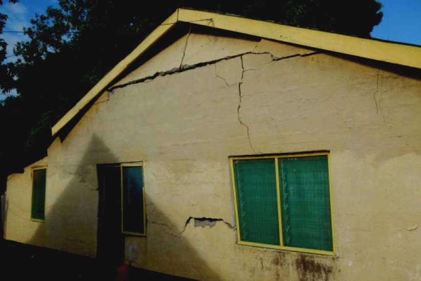 A quake-damaged church in Kirakira, Solomon Islands.