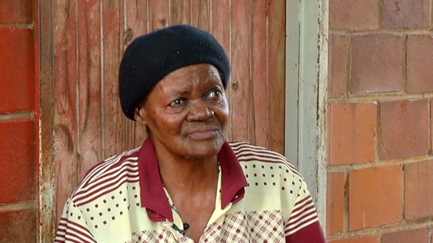 Disabled pensioner Margaret Chibanda speaks to Sally Sara