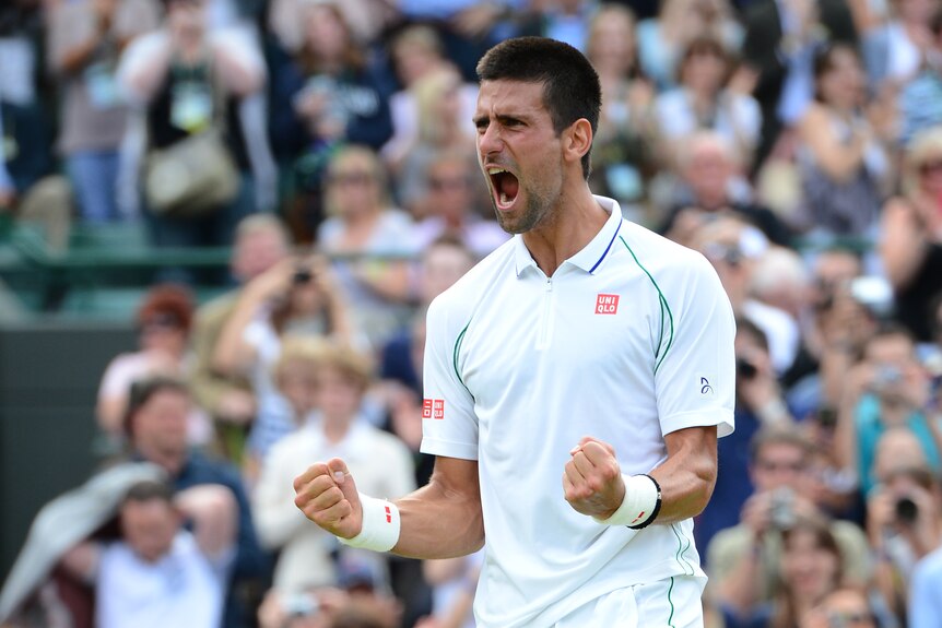 Djokovic celebrates quarter-final win