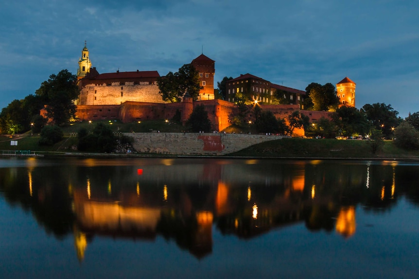 The Royal Castle and Cathedral atop Wawel Hill in Krakow