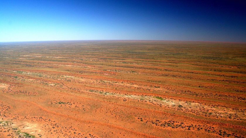 The north Simpson Desert stretches to the horizon