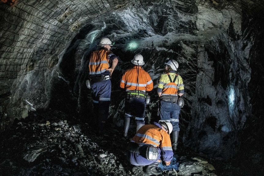 Three mine workers in underground mine