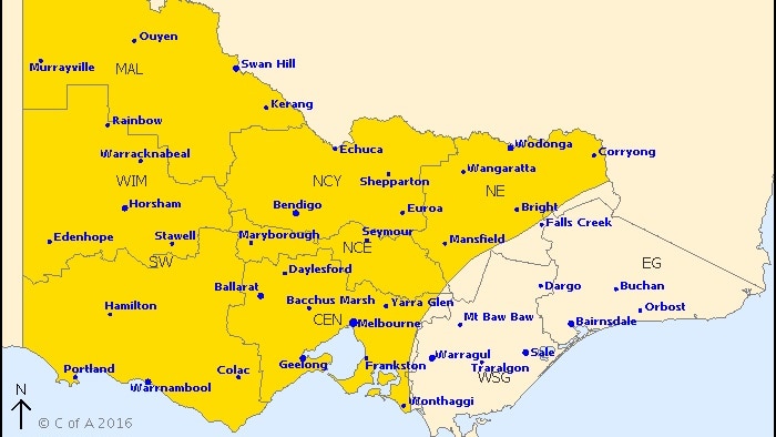 Victoria severe weather warning map