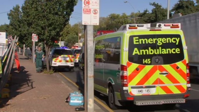 An ambulance at the scene of the crash in Adelaide