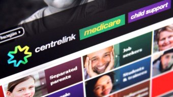 A screenshot shows the Department of Human Services website, with Centrelink, Medicare and Child support logos
